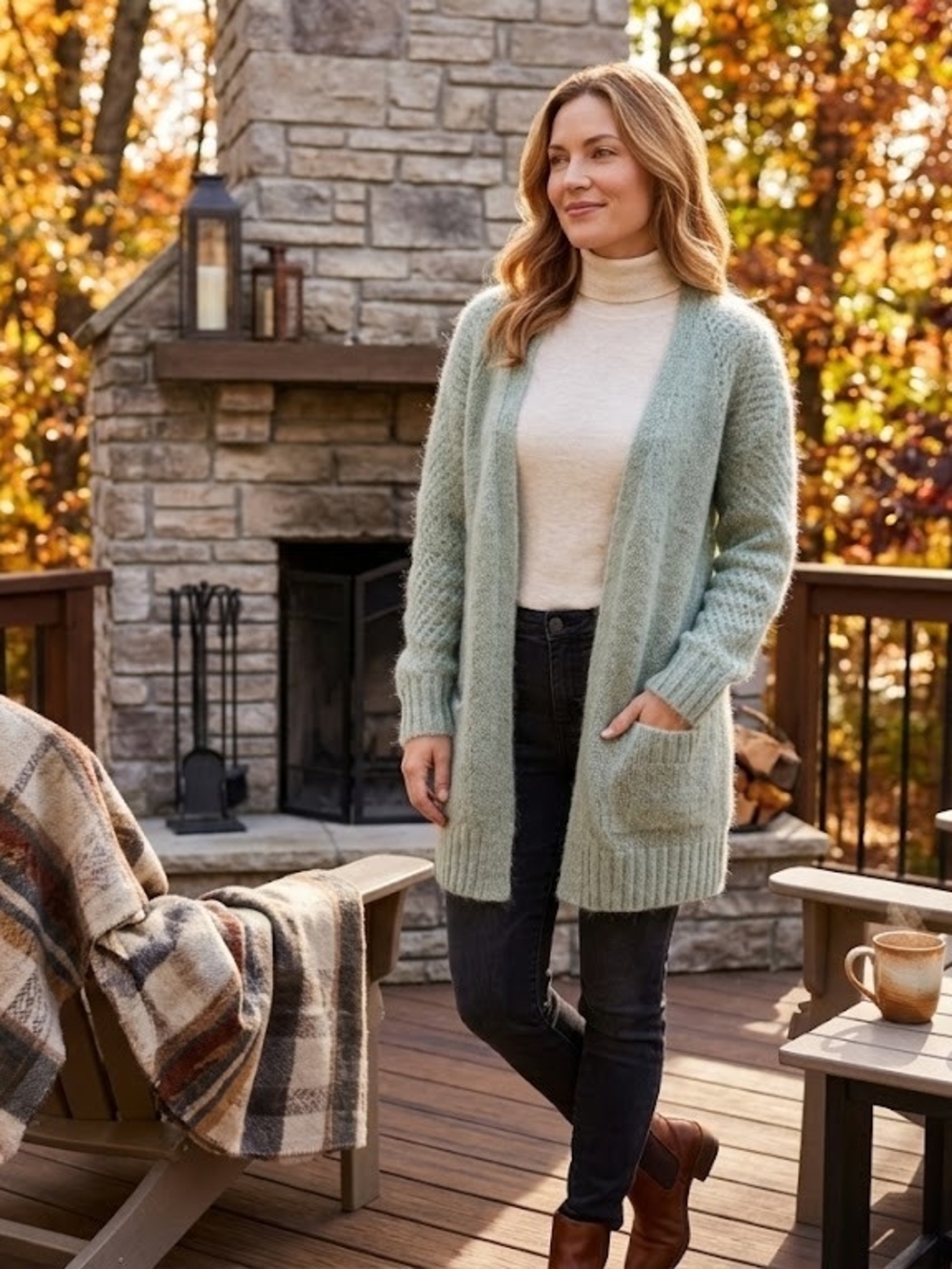 Anthropologie Alpaca And Merino Wool Open-Front Cardigan in Sage